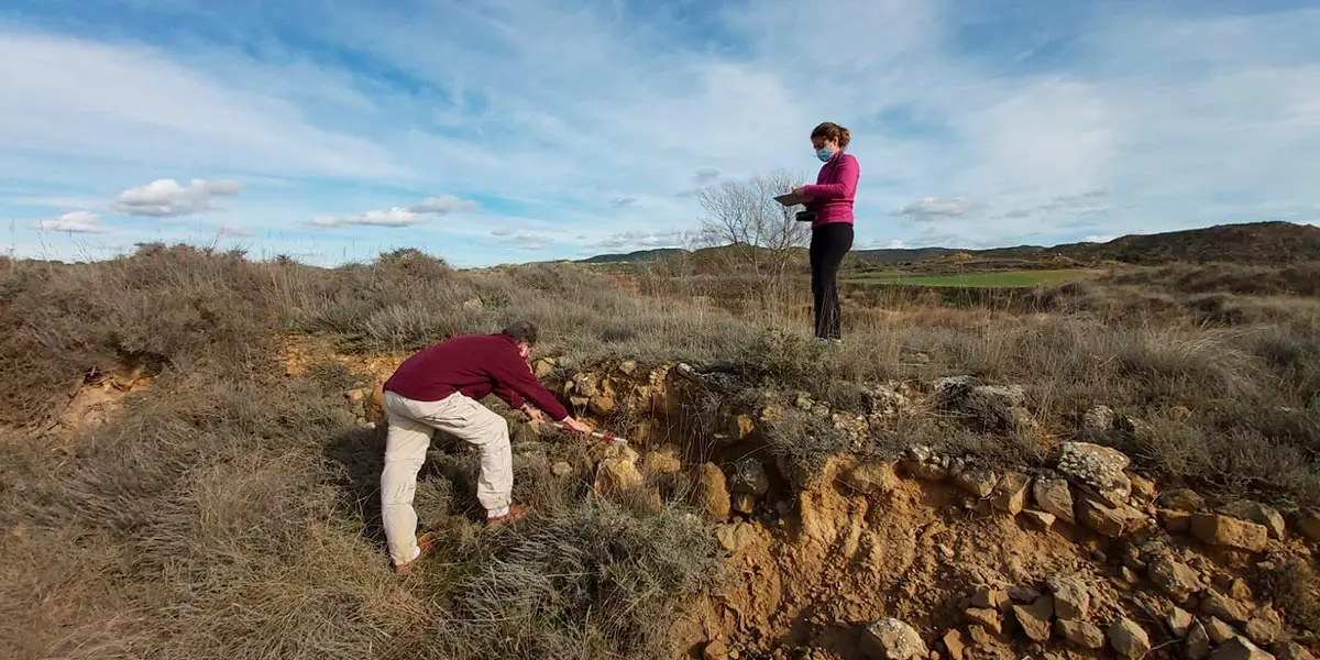 Restos de un tramo de la v&iacute;a romana de Castiliscar, uno de los pocos conservados y documentados en toda la comarca
