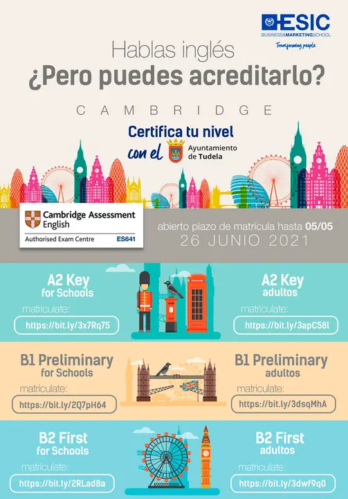 Convocatoria anual en Tudela de ex&aacute;menes de Certificaci&oacute;n de Cambridge Assessment English
