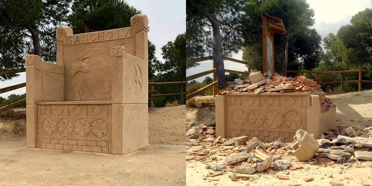 Fotograf&iacute;as del trono antes y despu&eacute;s de los actos vand&aacute;licos