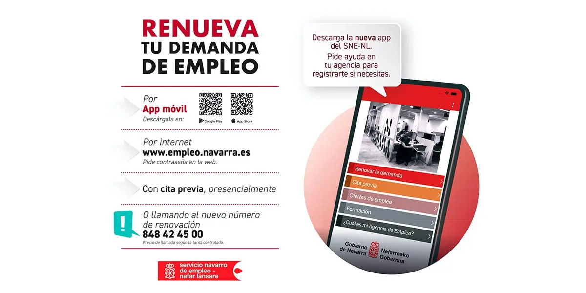 El Servicio Navarro de Empleo pone fin a la renovaci&oacute;n autom&aacute;tica de la demanda de empleo