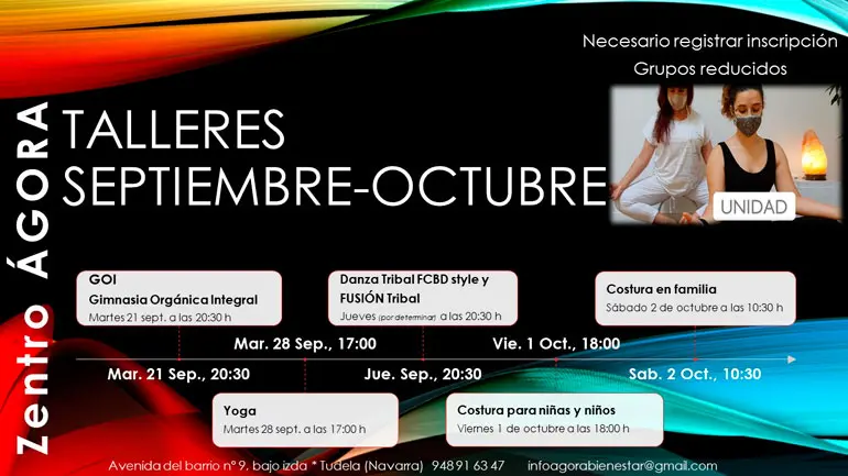 Talleres septiembre octubre en Tudela de Zentro &Aacute;gora