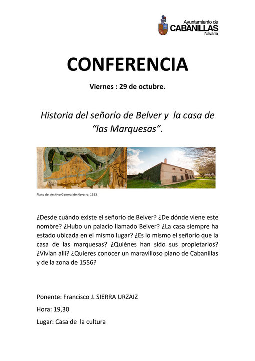 Conferencia en Cabanillas ‘Historia del señorío de Belver y la casa de las Marquesas’