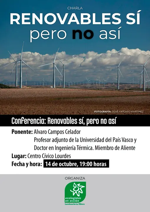Conferencia en Tudela &lsquo;Renovables s&iacute;, pero no as&iacute;&rsquo;