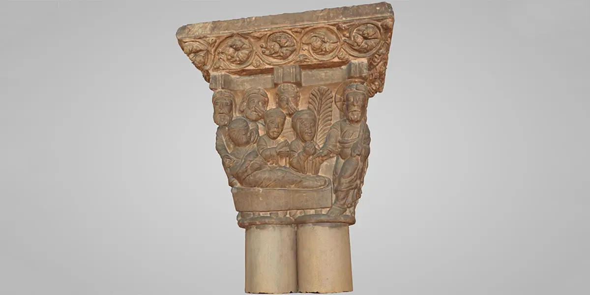 Uno de los capiteles escaneados en 3D donde se representa la resurrecci&oacute;n de L&aacute;zaro