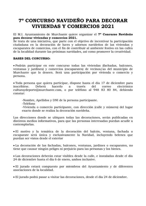 VII Concurso navide&ntilde;o para decorar viviendas y comercios 2021 en Murchante