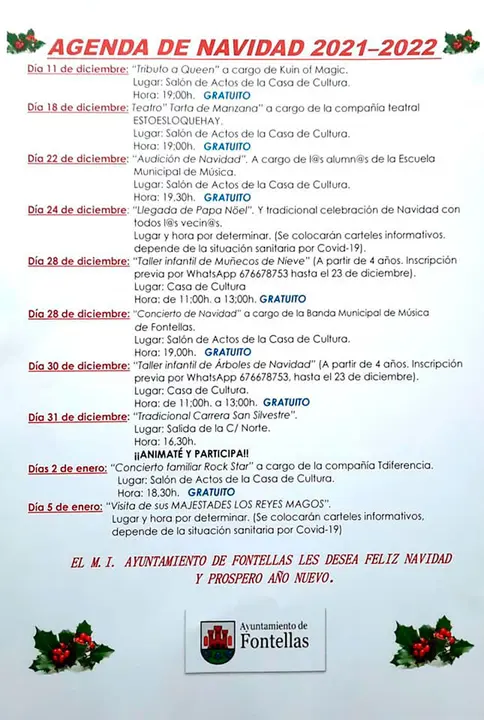 Agenda de Navidad 2021 en Fontellas