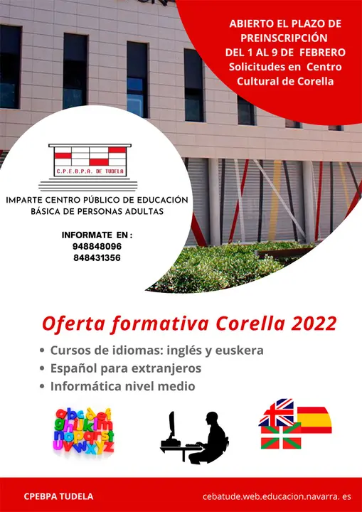 Oferta formativa de Educaci&oacute;n B&aacute;sica de Personas Adultas Corella 2022