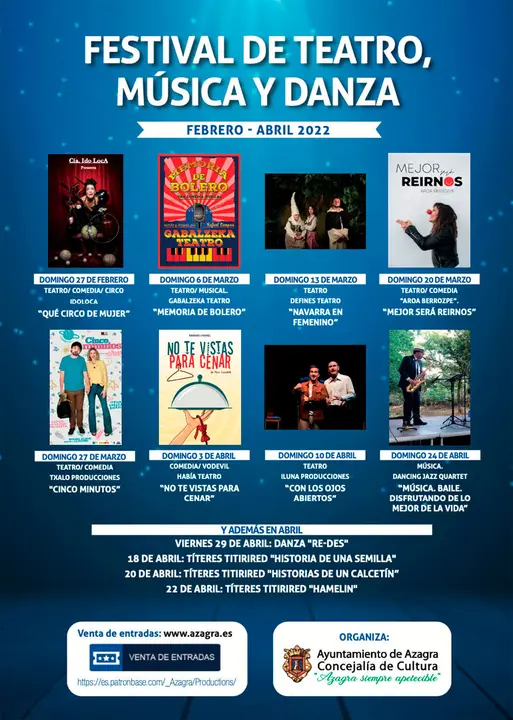 Festival de teatro, m&uacute;sica y danza febrero-abril 2022 en Azagra