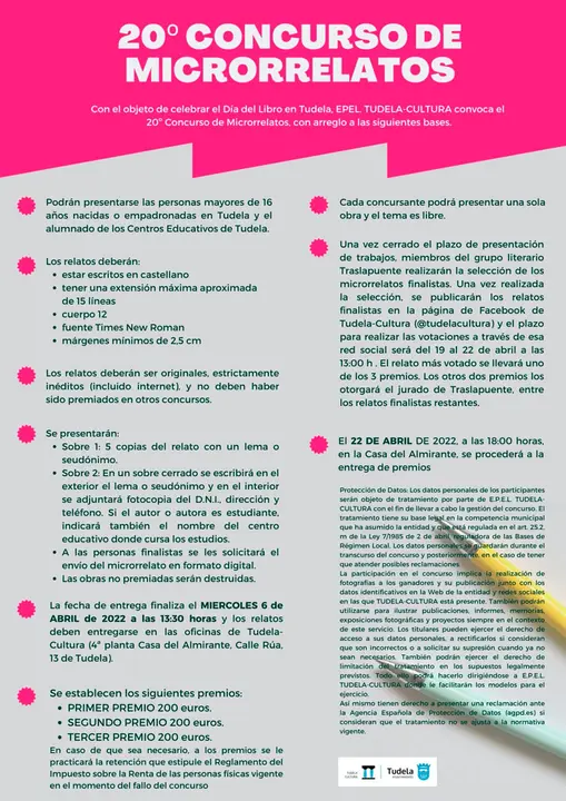 20&ordm; Concurso de microrrelatos 2022 en Tudela
