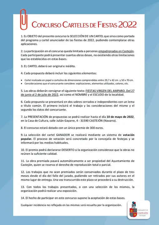 Concurso del cartel de fiestas de Castej&oacute;n 2022