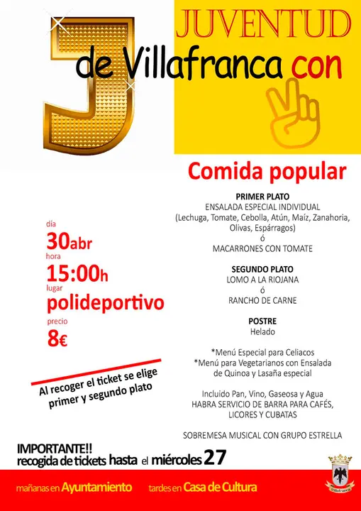 Cartel Comida Popular Juventude de Villafranca