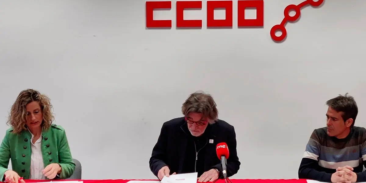 CCOO Tudela Silvia Vea, Chechu Rodr&iacute;guez y Gorka Arias