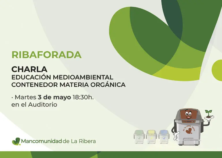 Cartel Charla Ribaforada contenedores marrones