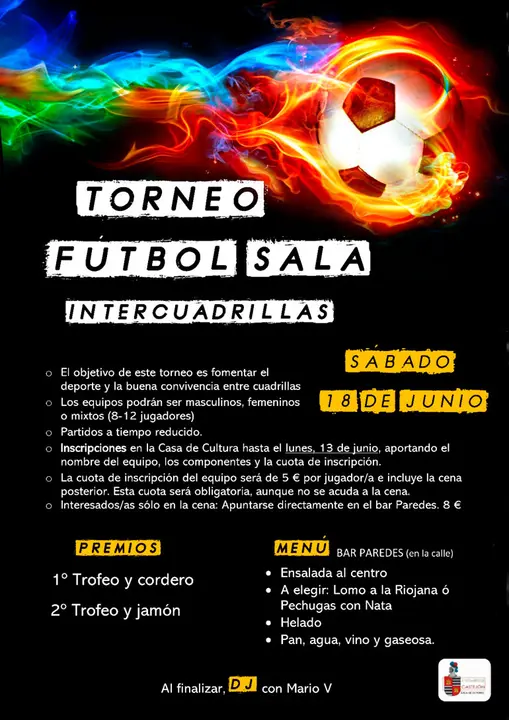 Cartel Torneo F&uacute;tbol Sala Mixto en Castej&oacute;n