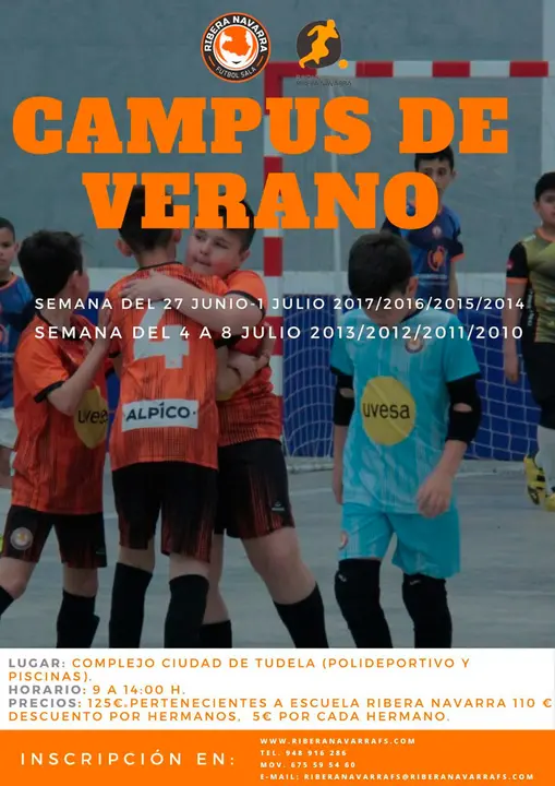 Cartel Campus de verano Ribera Navarra junio y julio