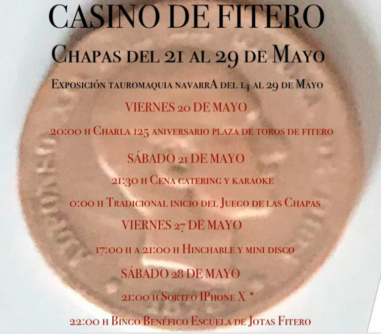 Cartel agenda Casino de Fitero mayo 2022