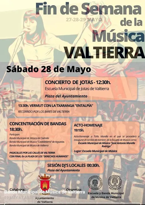Cartel Fiesta de la m&uacute;sica Valtierra 2022 s&aacute;bado 28 de mayo