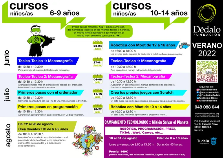 Actividades verano 2022 de Fundaci&oacute;n D&eacute;dalo de Tudela
