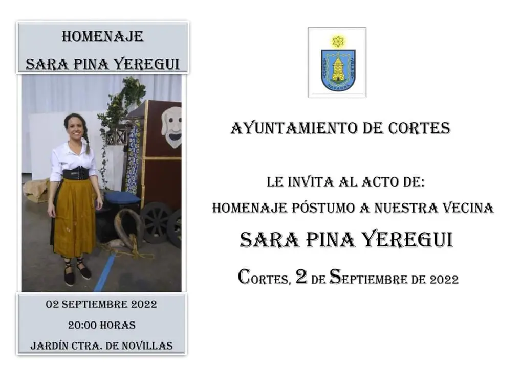 Homenaje p&oacute;stumo en Cortes a Sara Pina Yeregui