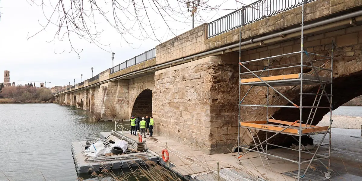 El puente de Tudela, durante las obras