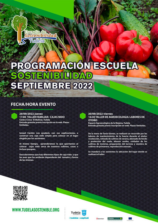 Actividades septiembre 2022 de la Escuela de Sostenibilidad de Tudela