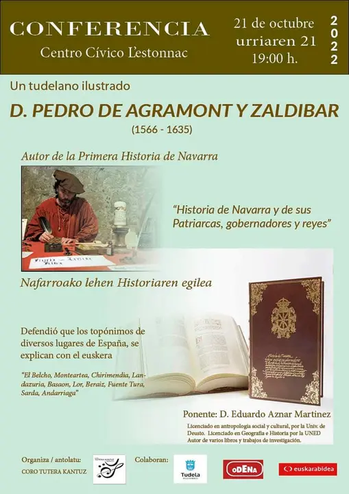 Conferencia en Tudela sobre Pedro Agramont a cargo de Eduardo Aznar