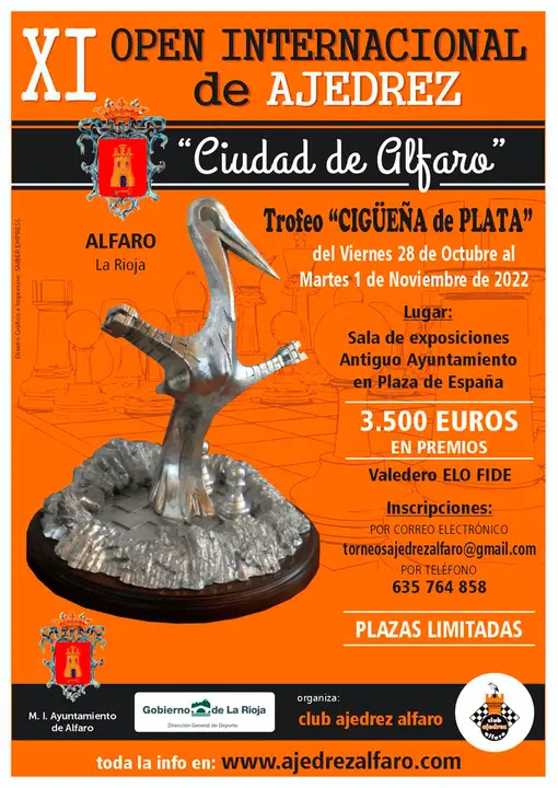 XI Open Internacional de Ajedrez &lsquo;Ciudad de Alfaro&rsquo; trofeo Cig&uuml;e&ntilde;a de Plata