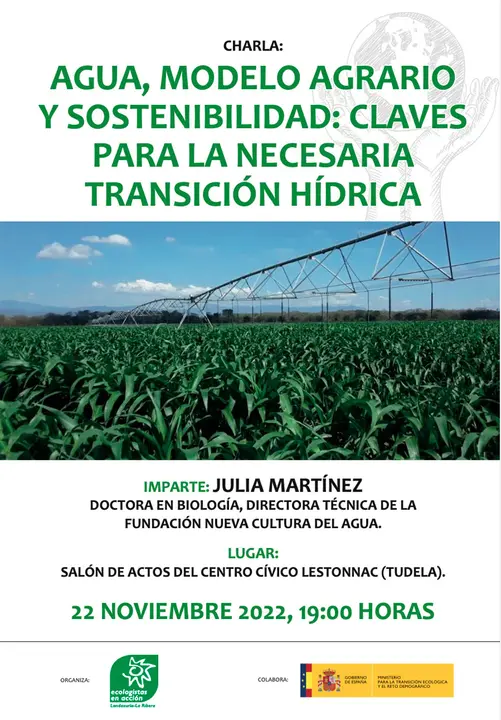 Charla en Tudela &lsquo;Agua, modelo agrario y sostenibilidad&rsquo;