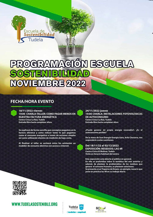 Actividades noviembre 2022 de la Escuela de Sostenibilidad de Tudela