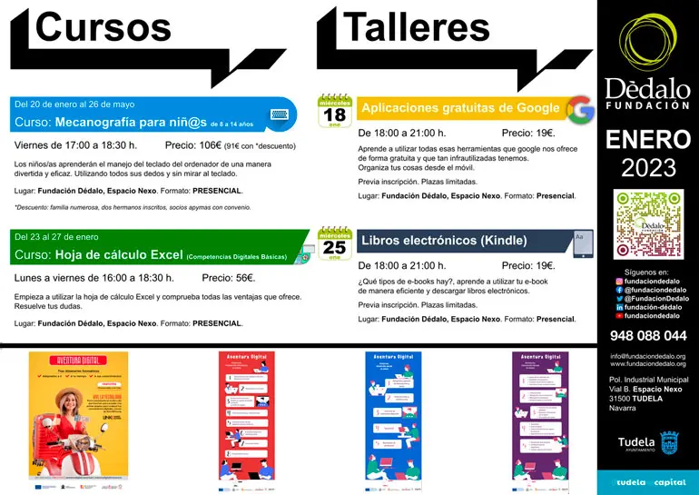 Actividades enero 2023 de Fundaci&oacute;n D&eacute;dalo de Tudela