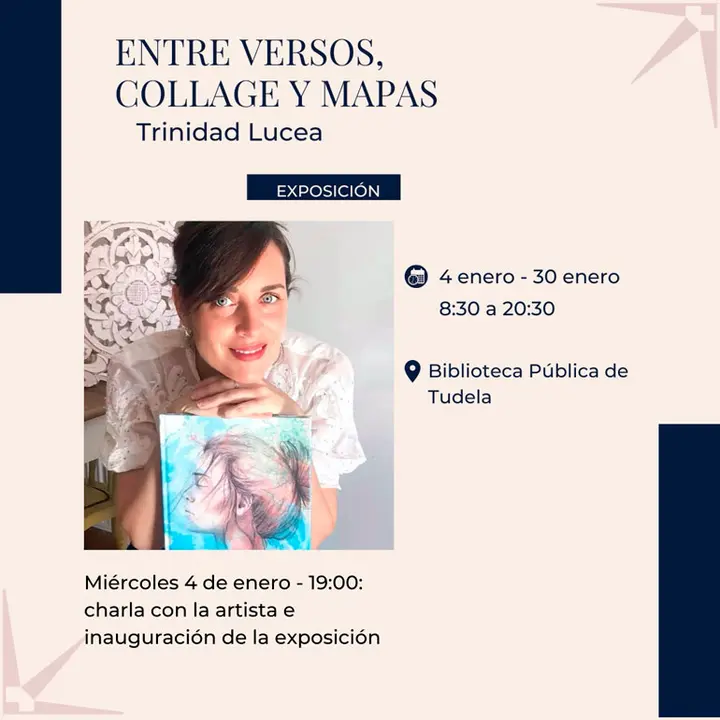 Exposici&oacute;n en Tudela &lsquo;Entre versos, collage y mapas&rsquo; de Trinidad Lucea