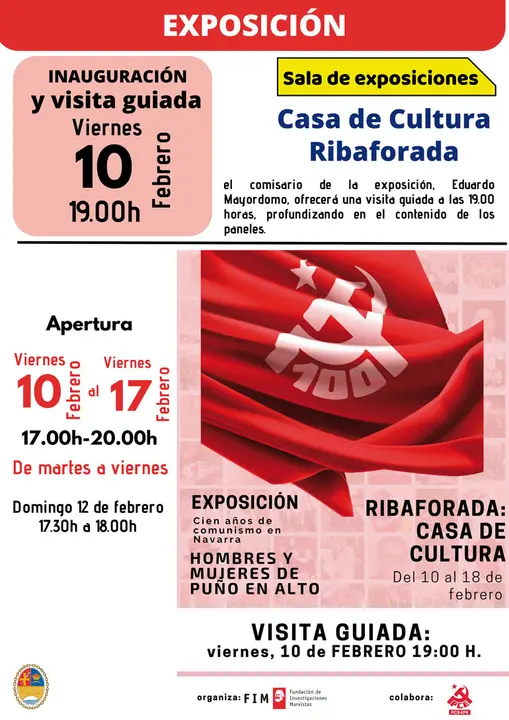 Exposici&oacute;n en Ribaforada &lsquo;Cien a&ntilde;os de comunismo en Navarra Hombres y mujeres de pu&ntilde;o en alto&rsquo;