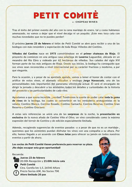 Cata Chapeau Wines en Alfaro con el en&oacute;logo Jorge Navascu&eacute;s