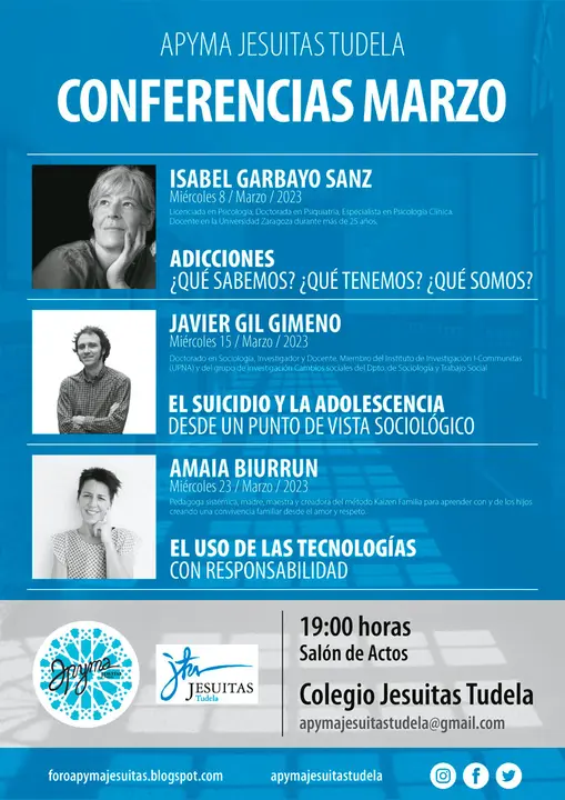 Conferencias marzo 2023 de la APYMA Jesuitas de Tudela