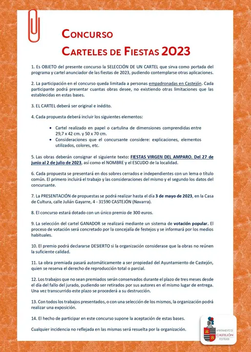 Concurso del cartel de fiestas de Castej&oacute;n 2023