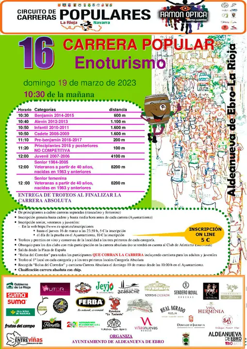 16 Carrera popular &lsquo;Enoturismo&rsquo; 2023 en Aldeanueva de Ebro