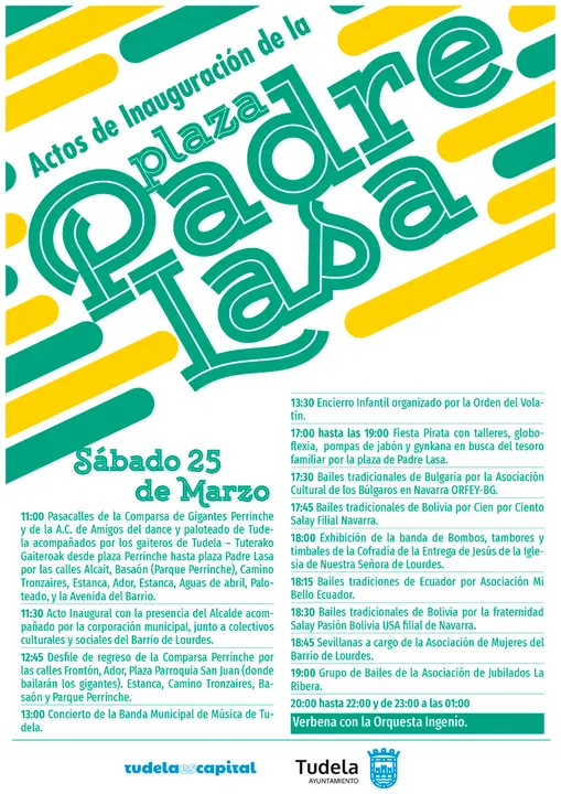 Programa de actividades organizadas en la inauguraci&oacute;n de la plaza Padre Lasa