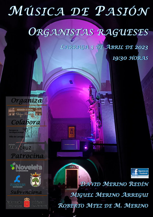 Concierto en Larraga ‘Música de Pasión’ con organistas ragueses