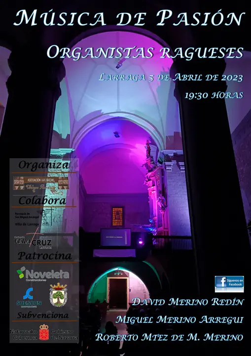 Concierto en Larraga &lsquo;M&uacute;sica de Pasi&oacute;n&rsquo; con organistas ragueses