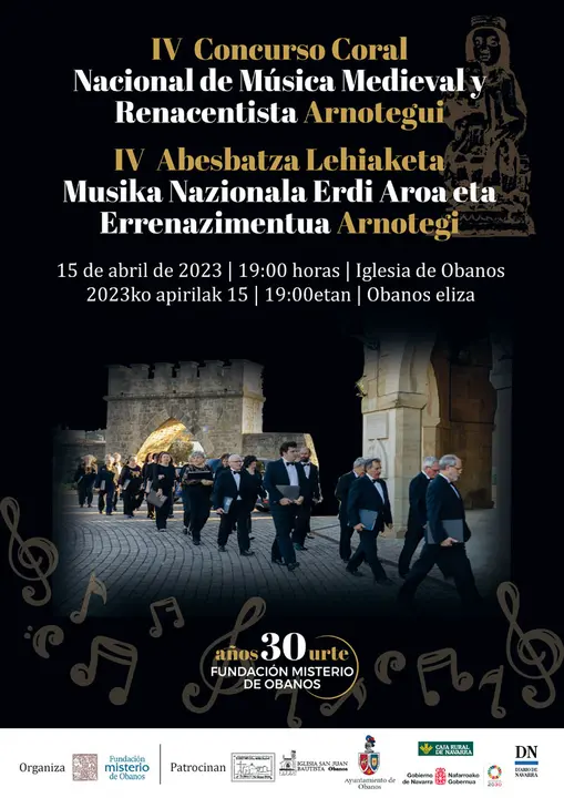 IV Concurso Coral Nacional de M&uacute;sica Medieval y Renacentista Arnotegui 2023 en Obanos