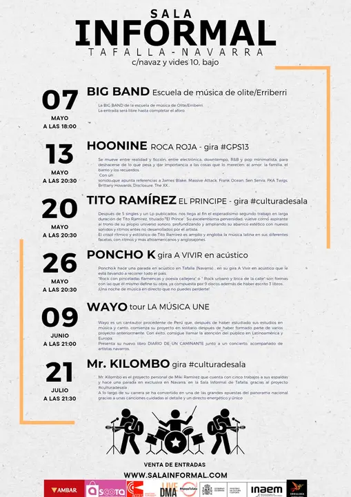 Conciertos mayo julio de la Sala Informal de Tafallla