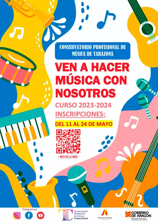 Inscripciones Conservatorio Profesional de M&uacute;sica de Tarazona Curso 2023-2024