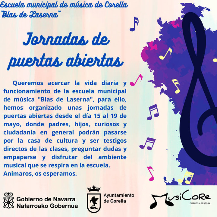 Jornadas de puertas abiertas de la Escuela Municipal de Música ‘Blas de Laserna’ de Corella