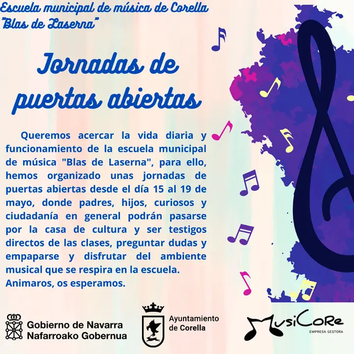 Jornadas de puertas abiertas de la Escuela Municipal de M&uacute;sica &lsquo;Blas de Laserna&rsquo; de Corella