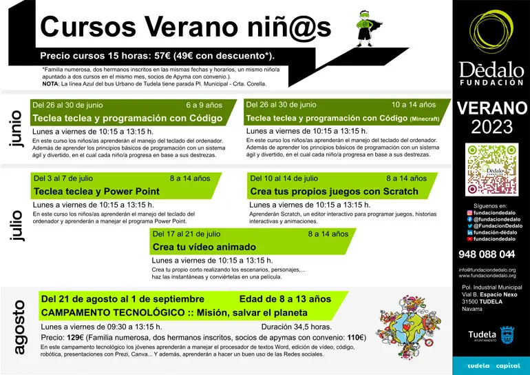 Actividades verano 2023 de Fundaci&oacute;n D&eacute;dalo de Tudela
