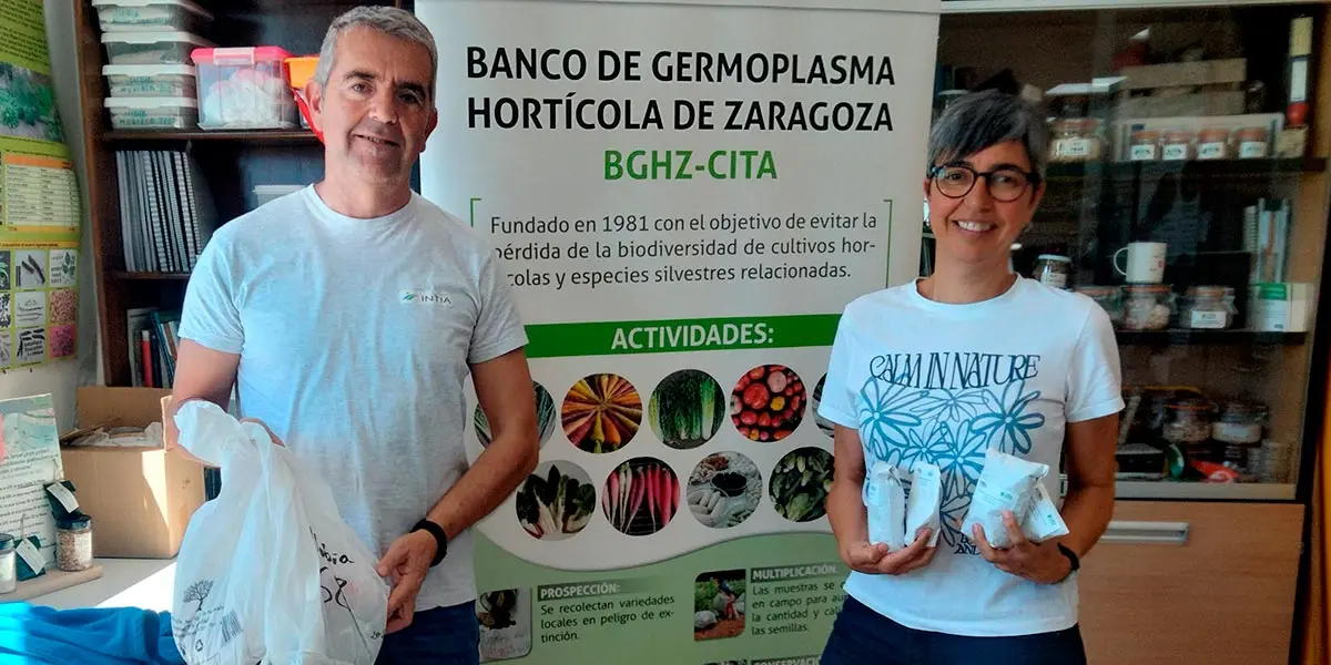 Salom&oacute;n S&aacute;daba, responsable del proyecto y Cristina Mallor, del Banco de Germoplasma de Hort&iacute;colas de Zaragoza
