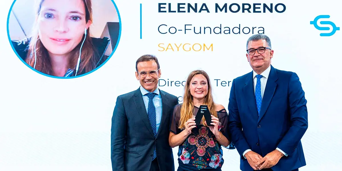 Jaume Masana, director de Negocio de CaixaBank; Elena Moreno Senosiain, fundadora de Saygom, y Toni Rodr&iacute;guez, director Segmento Negocios de CaixaBank.