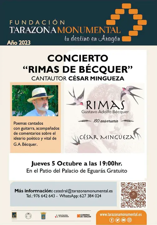 Concierto en Tarazona &lsquo;Rimas de B&eacute;cquer&rsquo; a cargo del cantautor C&eacute;sar Mingueza