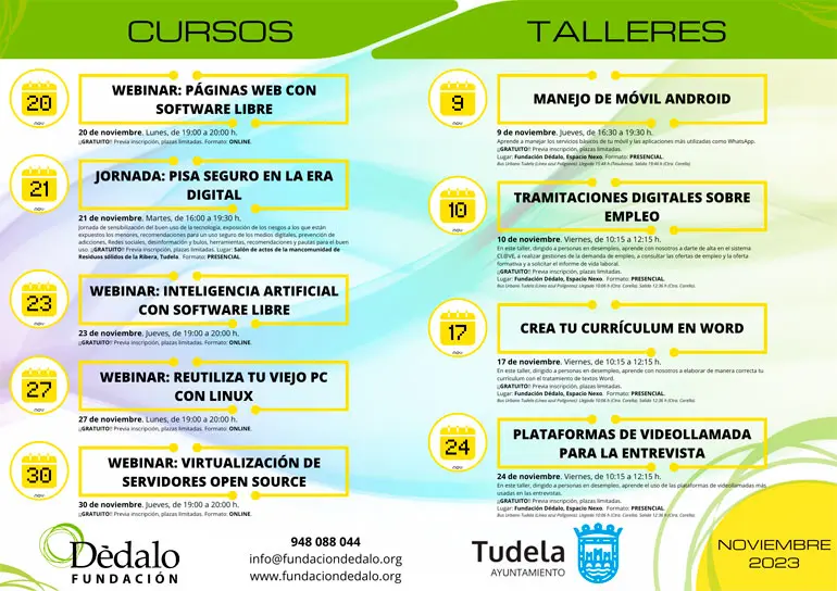 Actividades noviembre 2023 de Fundaci&oacute;n D&eacute;dalo de Tudela