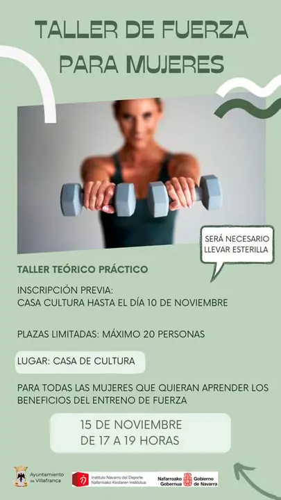 Taller de fuerza en Villafranca para las mujeres